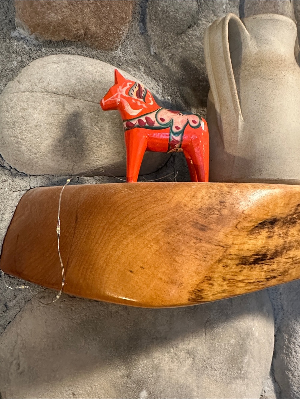 Hand-Painted Orange Folk Horse Figurine - Home Accent